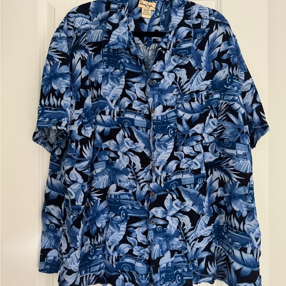 Panama Jack men’s navy & black leaf car print Hawaiian causal shirt top size 3XL - Picture 1 of 3